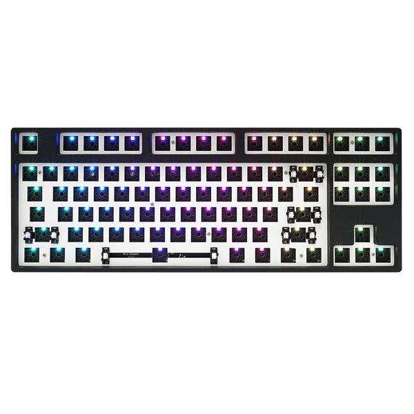 gk87 hot swappable 80% Custom Mechanical Keyboard Kit support rgb switch leds type c has software programmable balck white case