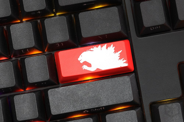 ABS Etched Shine-Through Godzilla black red custom enter backspace spacebar