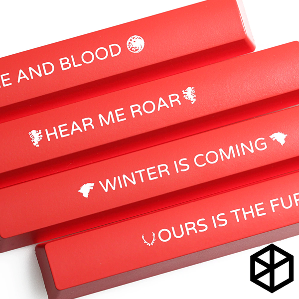 Novelty Shine Through spacebar Keycaps ABS Etched black red got Game of Thrones houses mottos