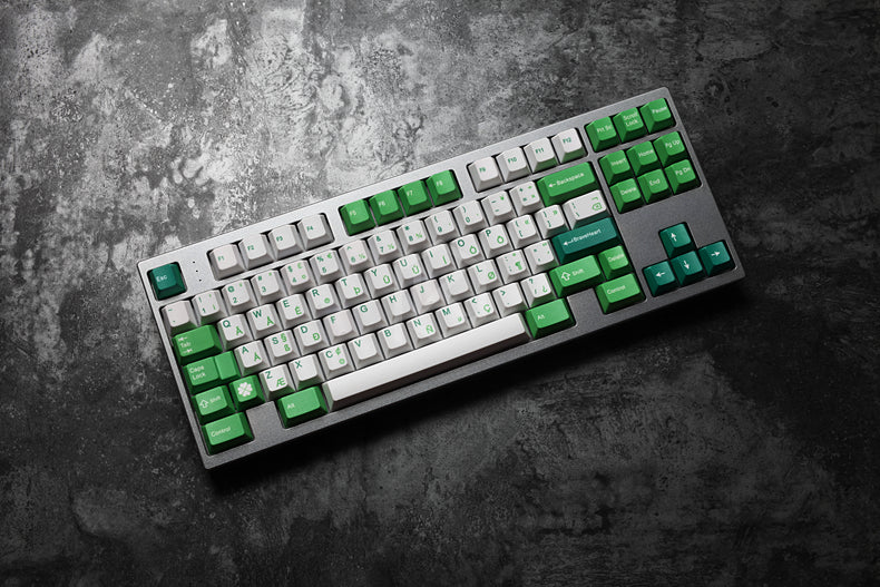 cherry profile Dye Sub Keycap Set PBT plastic green Irish layout royal ...