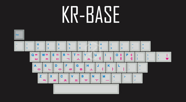 kprepublic 139  Korean root blue cyan font letter Cherry profile Dye Sub Keycap PBT - KPrepublic