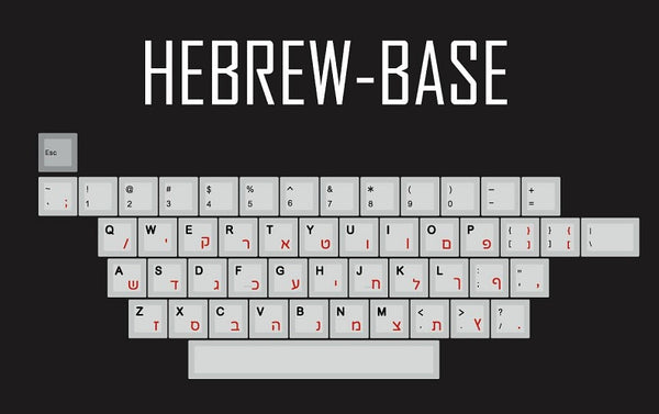 kprepublic 139 Hebrew root font letter Cherry profile Dye Sub Keycap Set PBT black red - KPrepublic