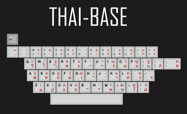 kprepublic 139 Thai root black red font letter Cherry profile Dye Sub Keycap PBT - KPrepublic