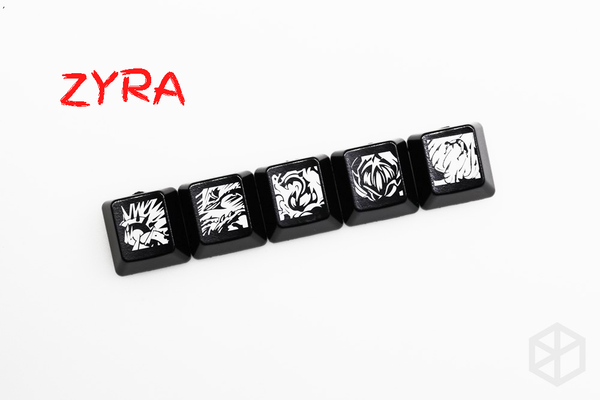 Novelty Shine Through Keycaps ABS Etched lol black red r2 hero skill Zyra Team