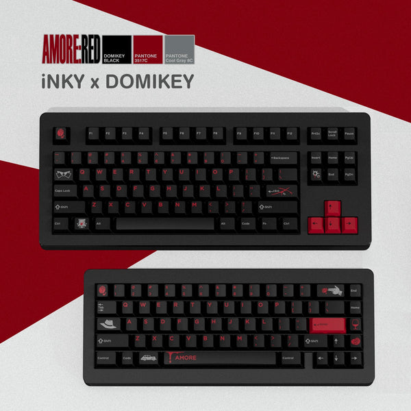 [GBEXTRAS] Domikey x iNKY Amore:RED  Cherry Profile ABS doubleshot Cyrillic English keycaps