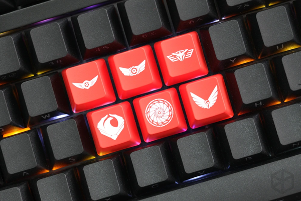 Novelty Shine Through ABS Etched black red esc Pacific Rim inspired Keycaps
