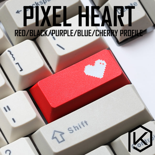 Novelty cherry profile dip dye sculpture pbt keycap for mechanical keyboard laser etched legend pixel heart enter black red blue - KPrepublic