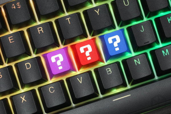 Novelty cherry profile dip dye laser etched pbt keycap question mark r1 1x purple red blue