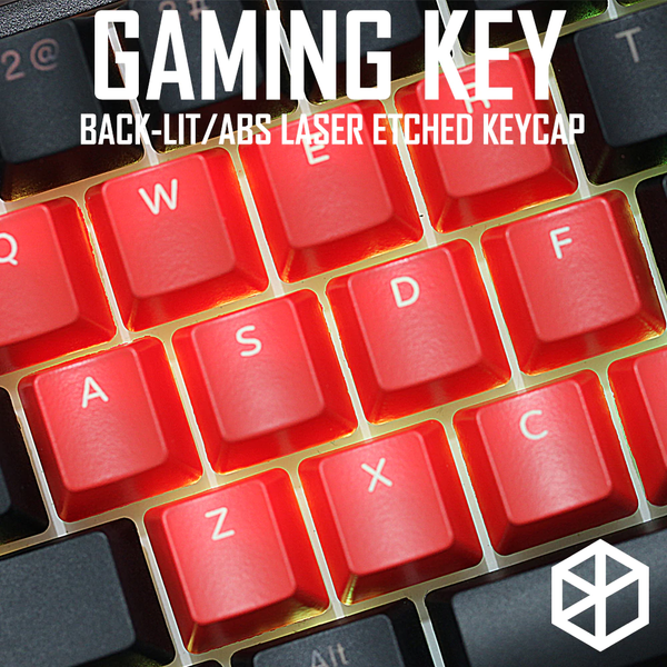 Novelty Shine Through Keycaps ABS Etched qwer asdf zxcv red custom mechanical keyboards gaming key
