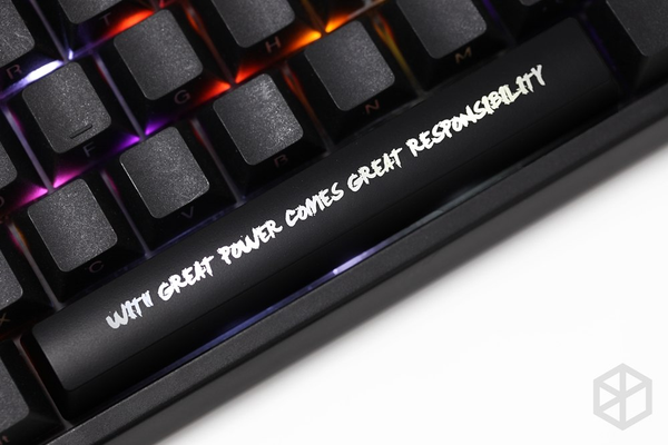 Novelty Shine Through Keycaps ABS Etched, Shine-Through red With great power comes great responsibility Spiderman quote