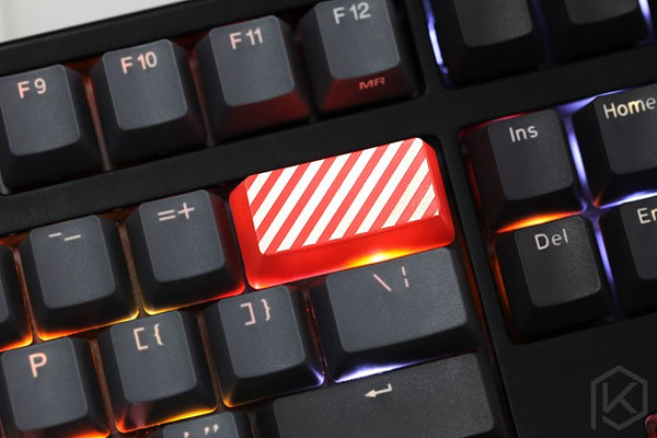 Novelty Shine Through Keycaps ABS Etched, Shine-Through stripe red for custom mechanical keyboard enter backspace 2.25u 2u