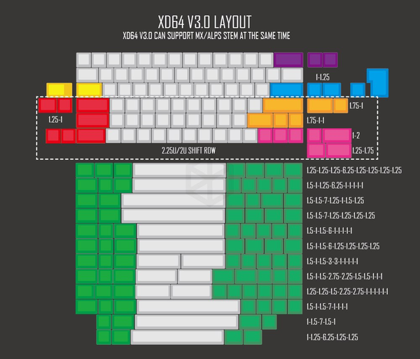 xd60 xd64 3.0 PCB Custom Mechanical Keyboard Kit underglow RGB GH60 60% programmable mx alps stem split spacebar type c